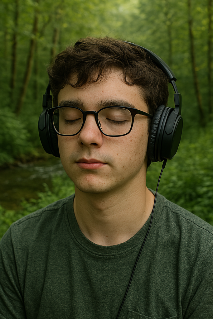 What we use AI for 2 AI generated image listening to Flower of Sound